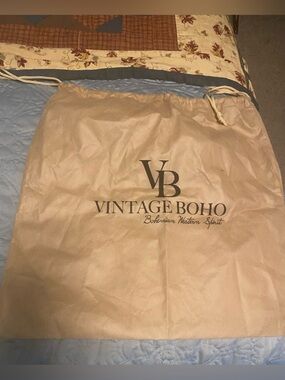Vintage Boho Dust Bag with VB Logo - Tan